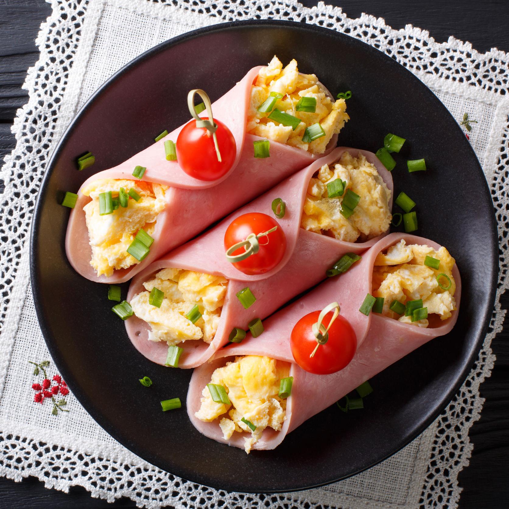Ham, Cheese & Egg roll ups Atkins Low Carb Diet