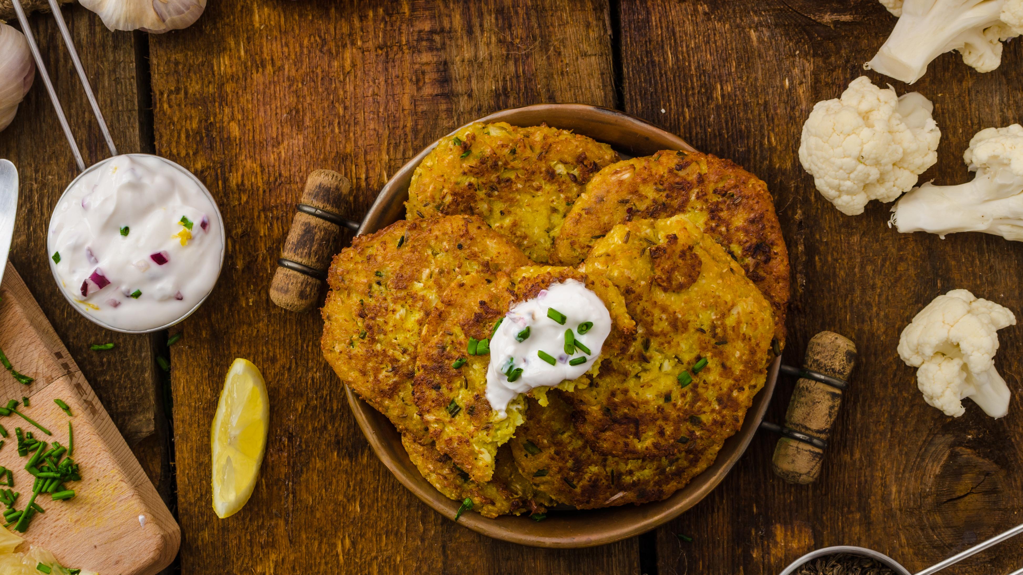 Ham and Cheese Cauliflower fritters Atkins Low Carb Diet